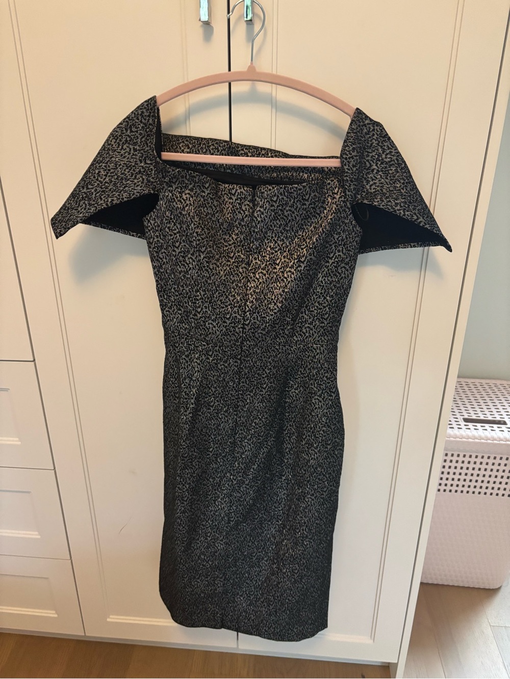 Vince Camuto Black and Silver One-Shoulder Cocktail Dress